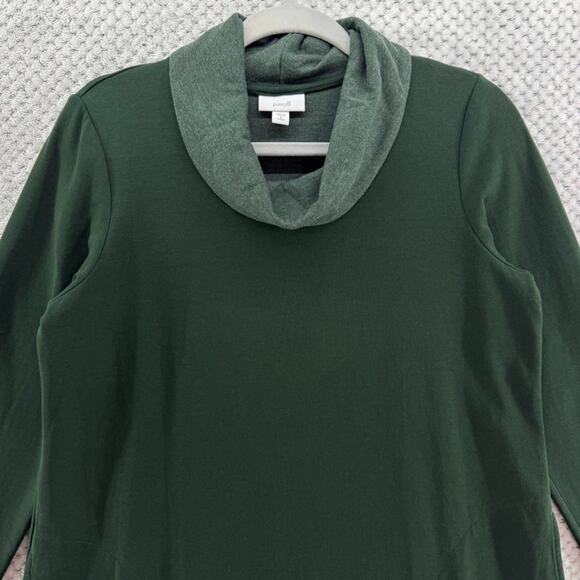 J Jill Dress Women SP Green A-Line Cowl Neck Long Sleeves Side Pockets Over Knee - Picture 3 of 14